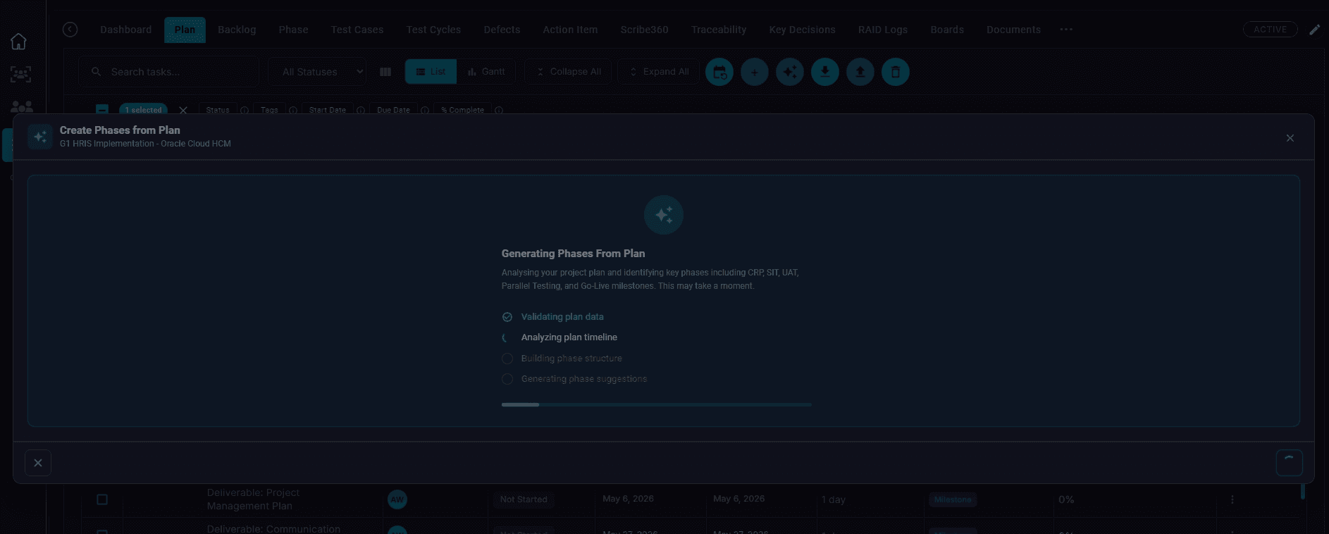 Wait while BriefSpec generates phase suggestions
