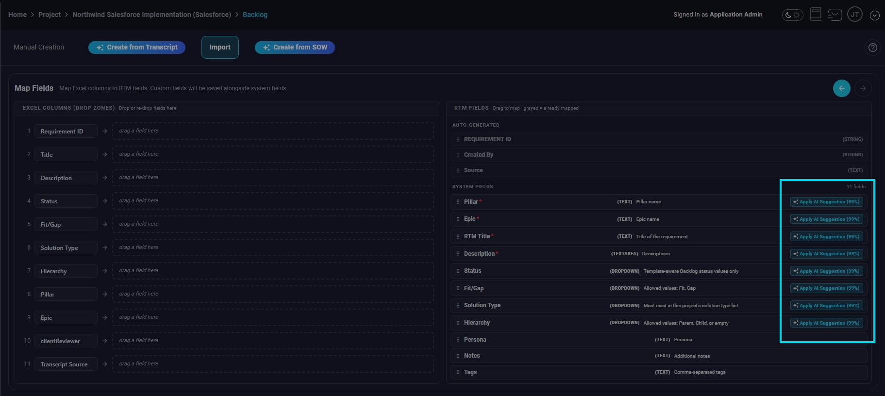 Import summary and validation results